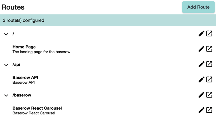 Baserow Project Routes