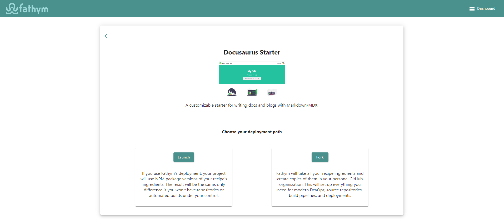 Create Project Wizard Docusaurus Recipe