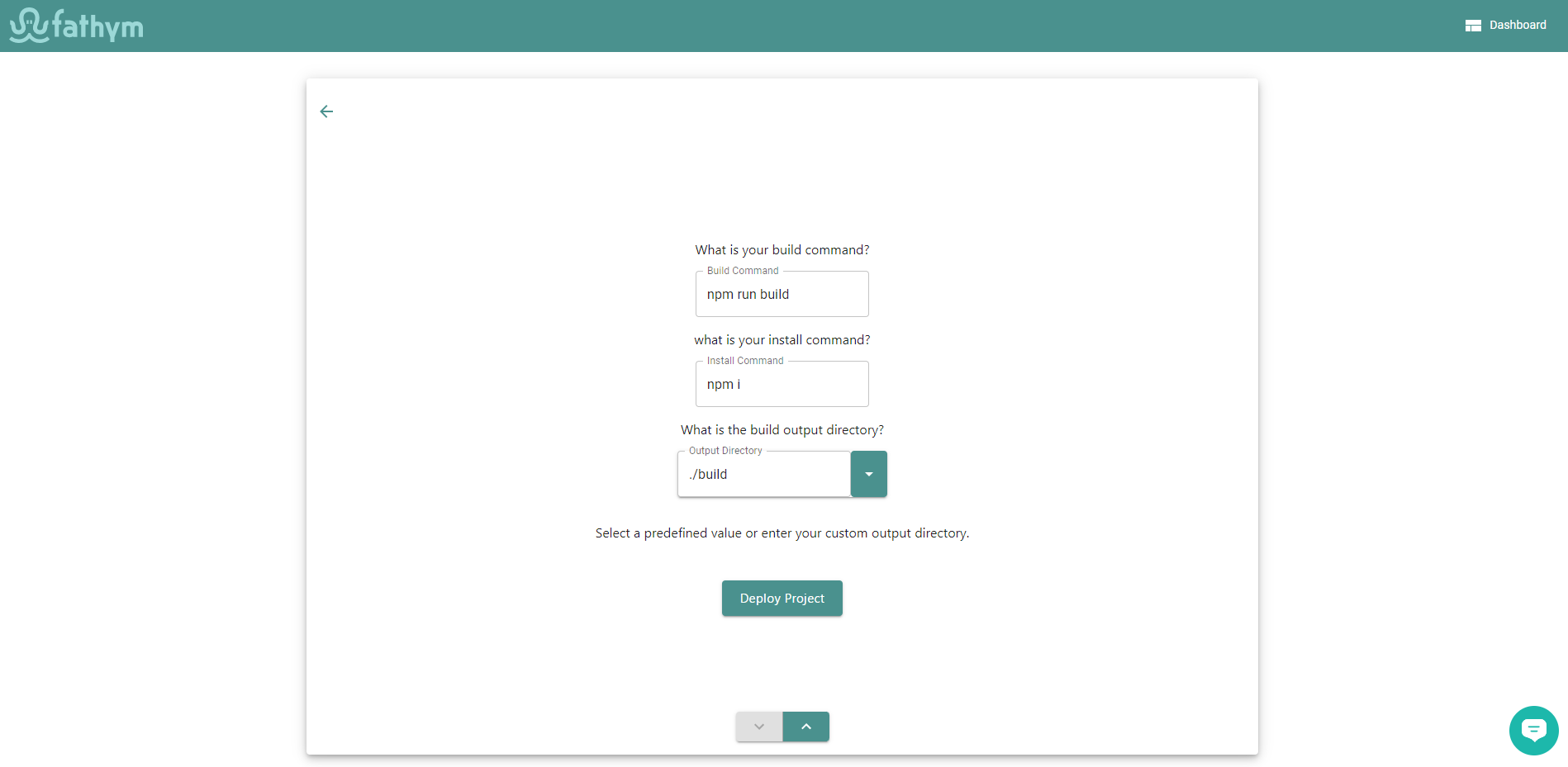 Create Wizard Custom Build Pipeline React