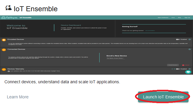 Launch IoT Ensemble Card