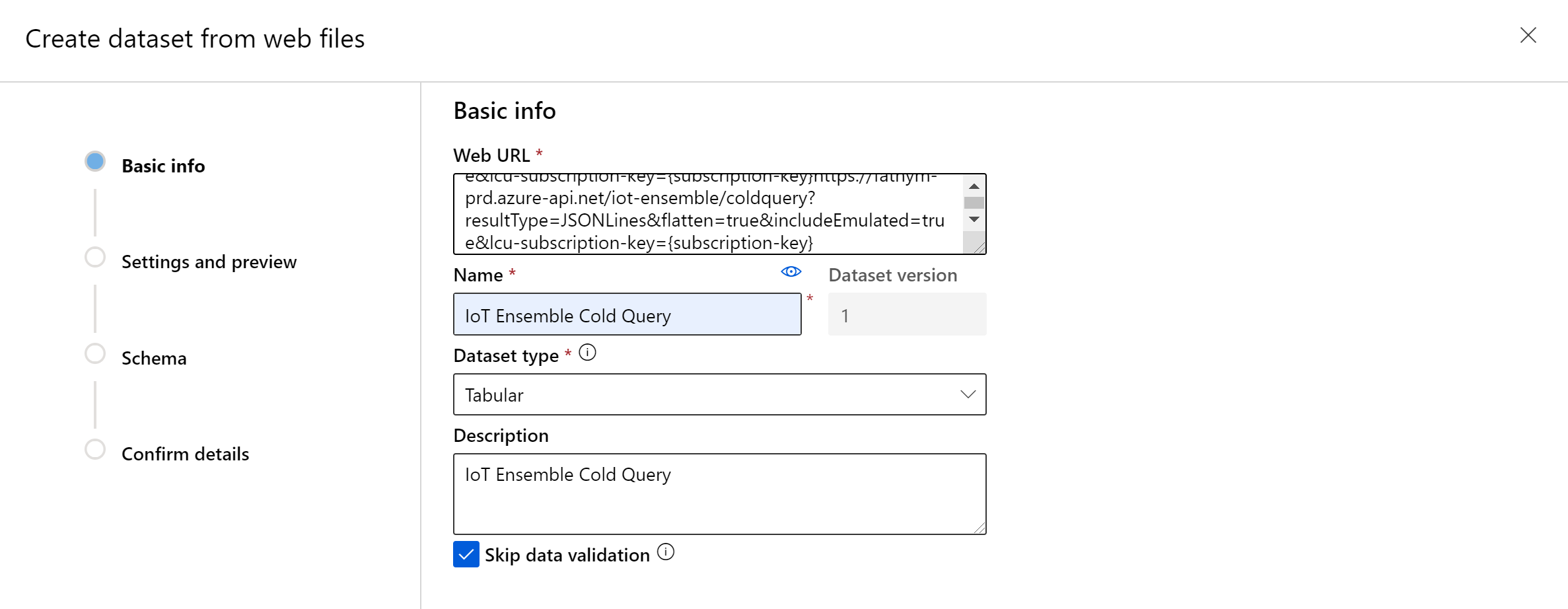 Azure Machine Learning Dataset