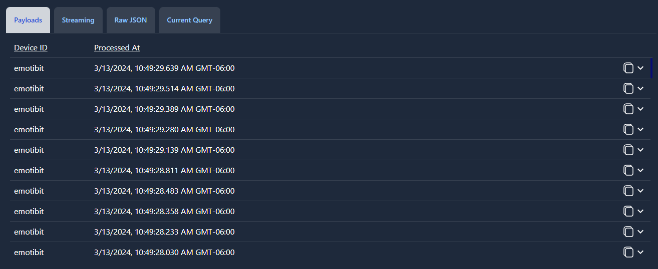 OpenBiotech Device Data Dashboard Payload