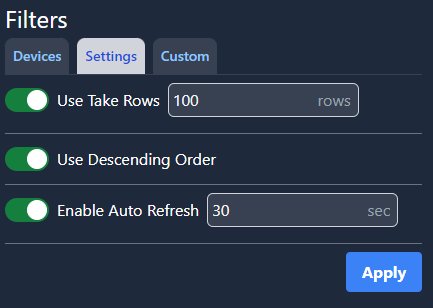 OpenBiotech Filter Settings Tab