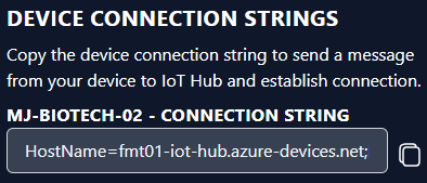 OpenBiotech IoT Device Connection String